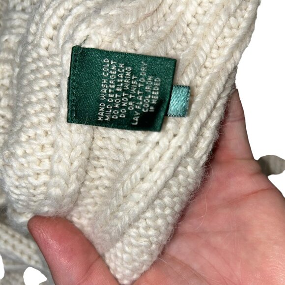 Ralph Lauren Norwegian Fair Isle cream gray wool vintage shawl neck swea… - Picture 2 of 5